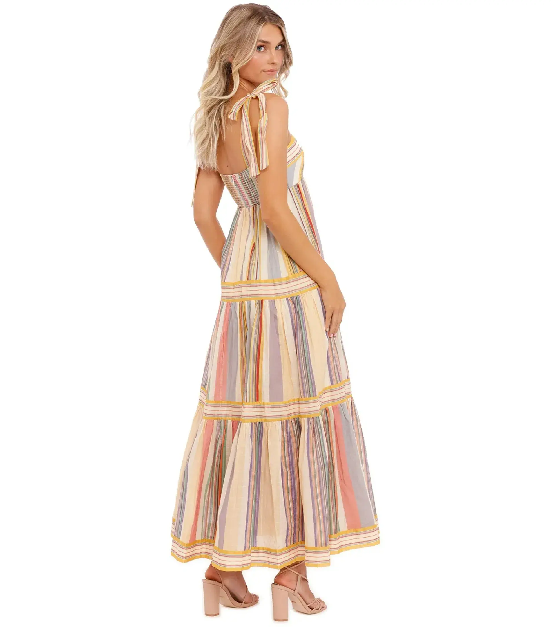Zimmermann Mae Striped Cotton Maxi Dress in Multi Stripe Size 0 / AU 8 - Image 3