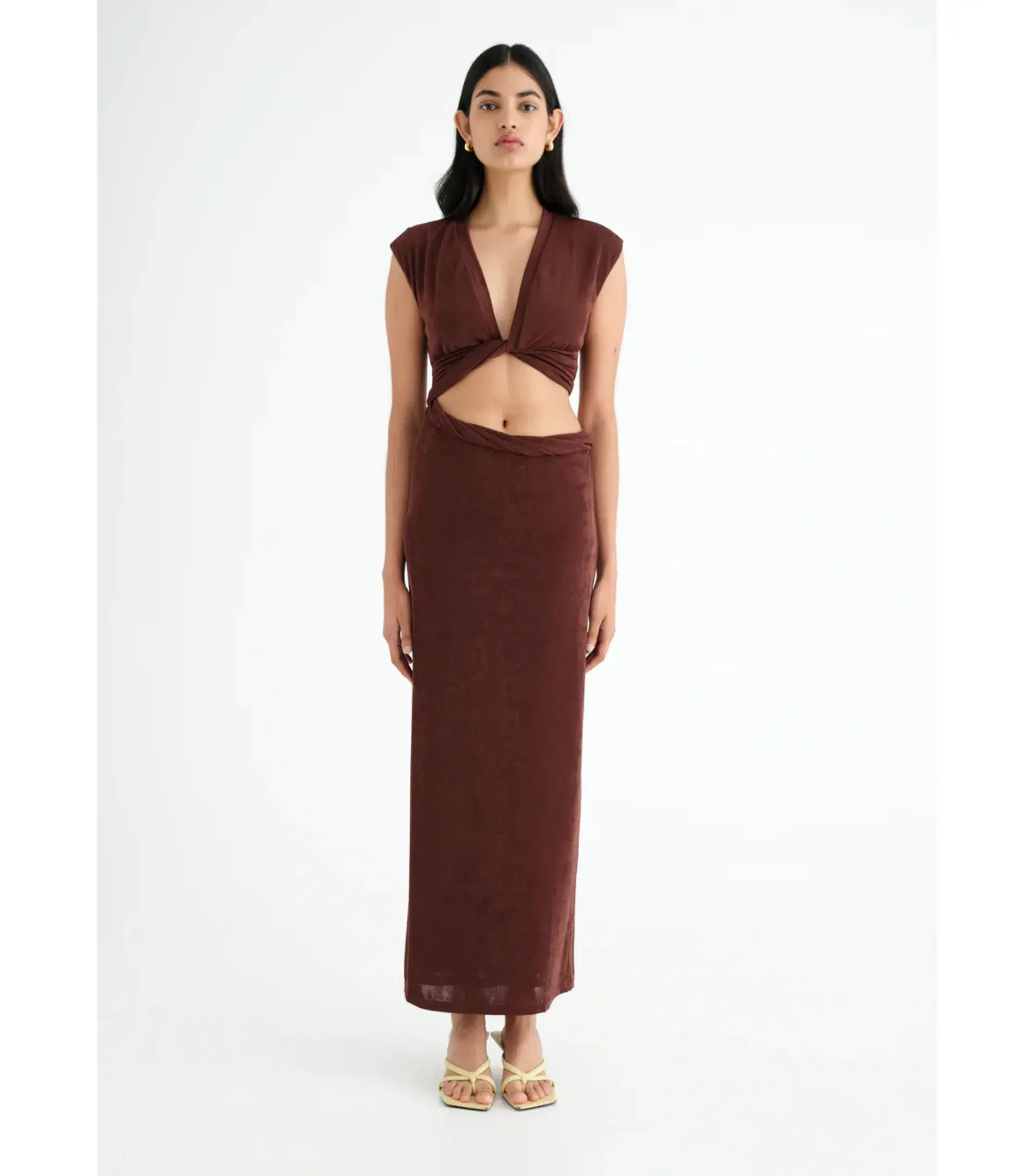 Benni Henri Twist Maxi Dress Chocolate Size AU 6 - Image 1