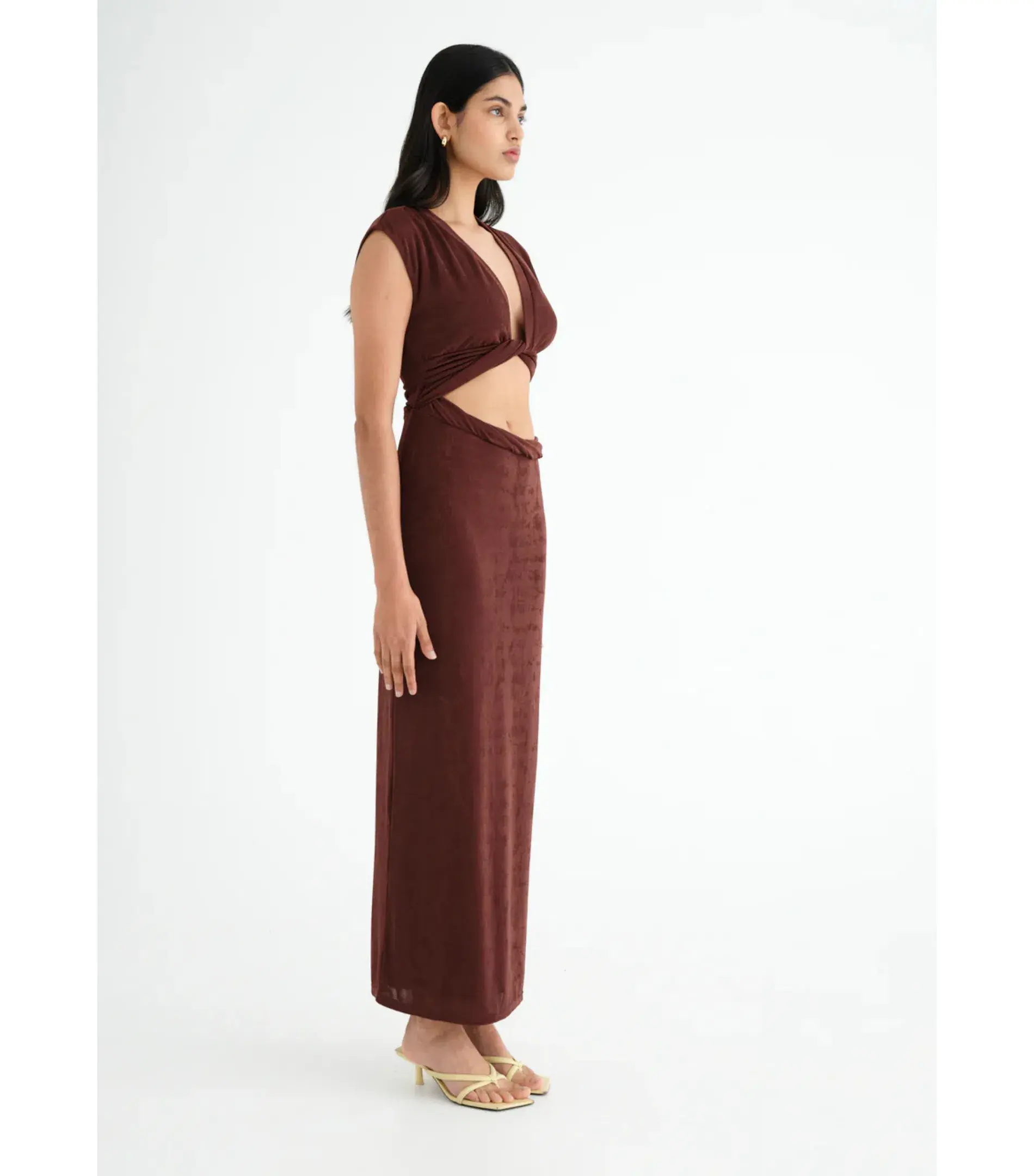 Benni Henri Twist Maxi Dress Chocolate Size AU 6 - Image 2