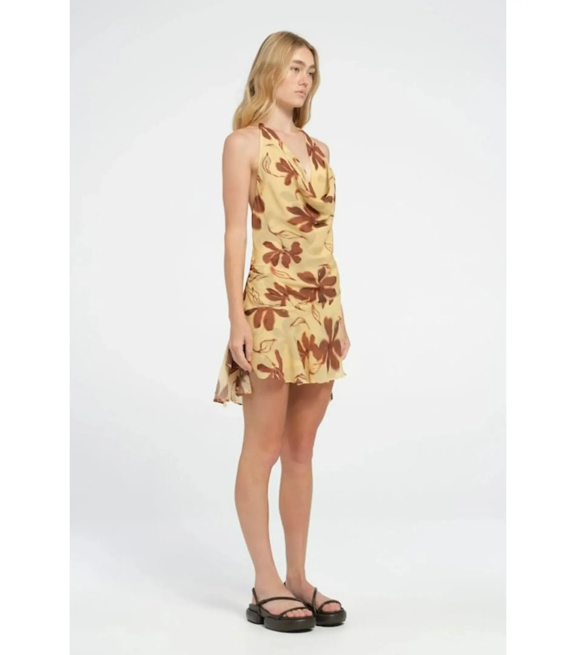 Benni Harlow Halter Dress in Butter Floral Size AU 8 - Image 2