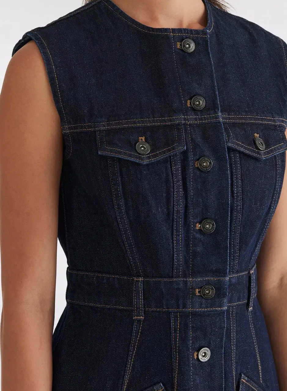 Anna Quan Paige Denim Dress Indigo Size AU 12  - Image 5