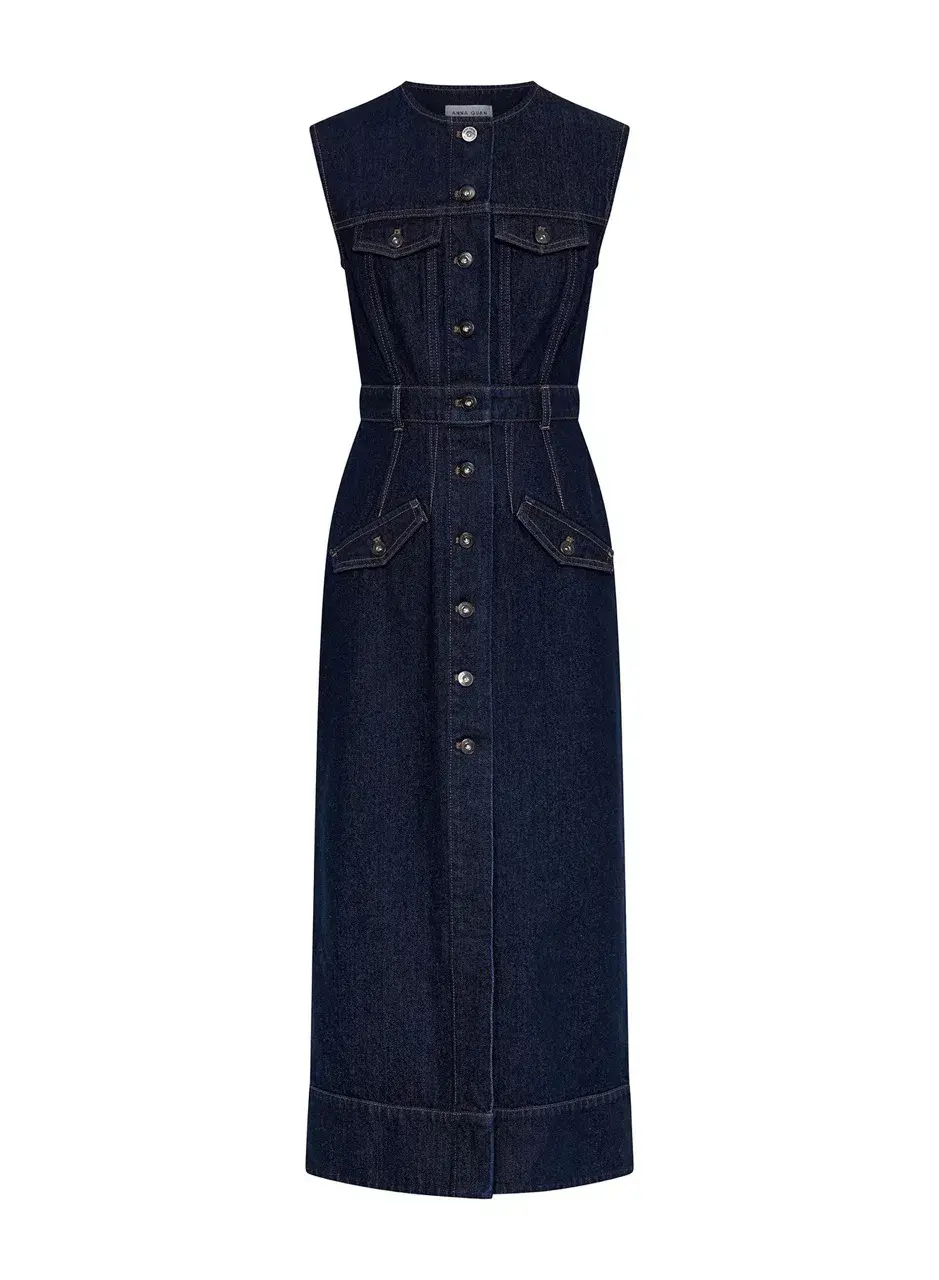 Anna Quan Paige Denim Dress Indigo Size AU 12  - Image 7