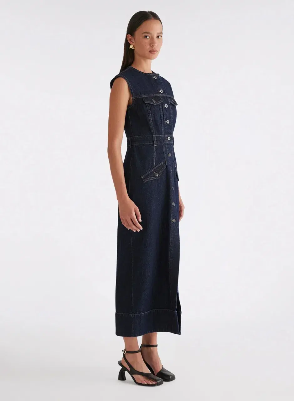 Anna Quan Paige Denim Dress Indigo Size AU 12  - Image 3