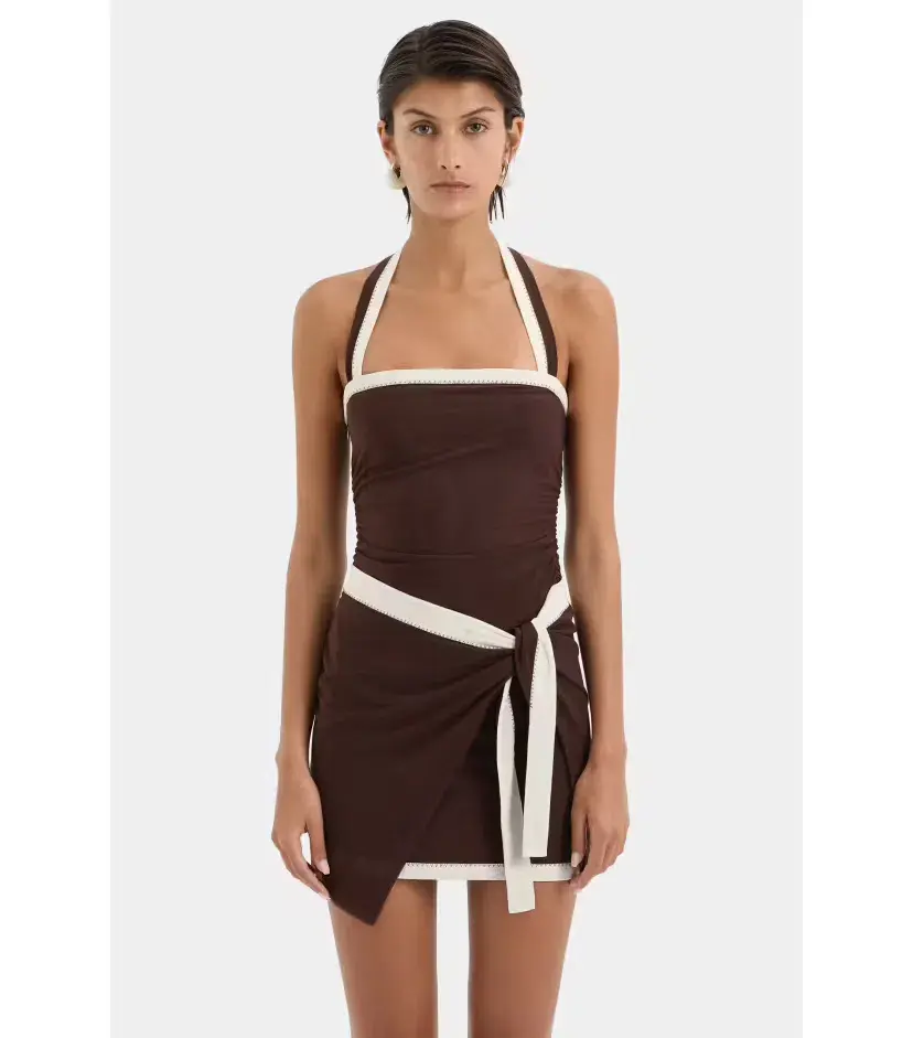Sir The Label Jacques Mini Dress Chocolate Size 1 / AU 8  - Image 3