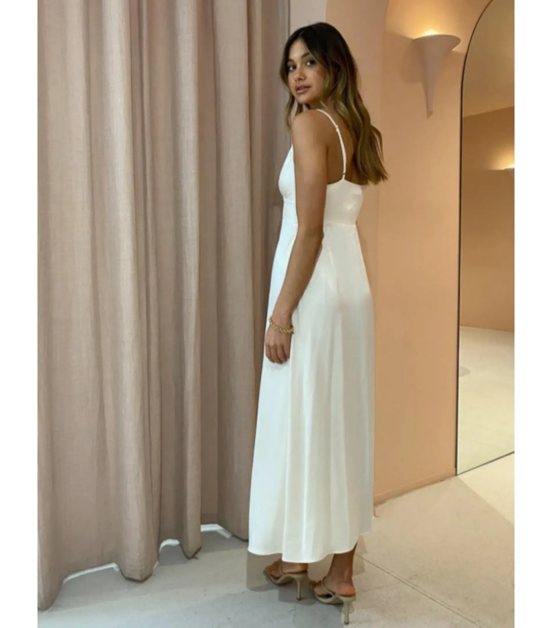 Shona Joy La Lune Cocktail Midi Dress in Cream Size AU 8  - Image 4