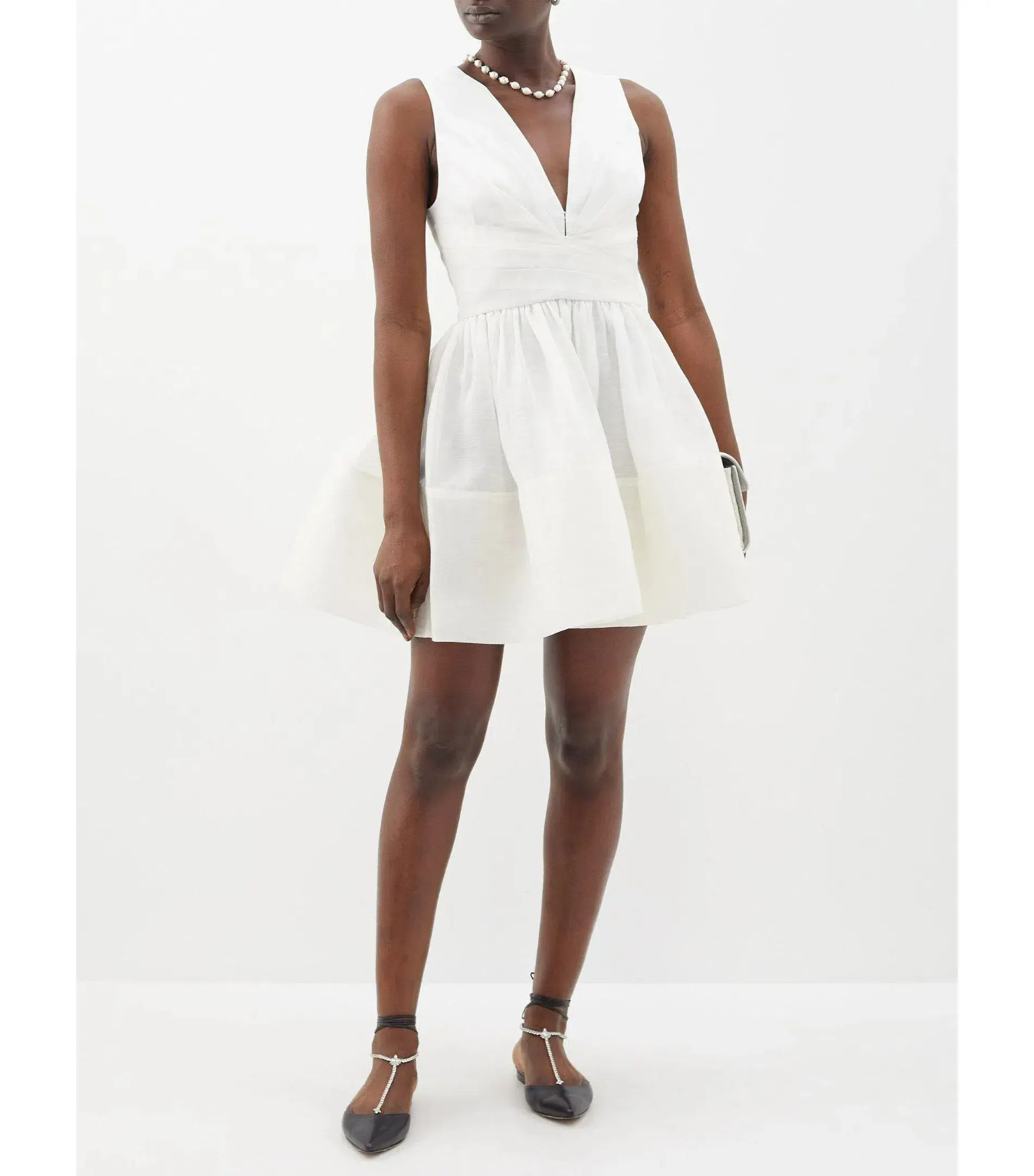 Zimmermann Tama V-Neckline Mini Dress White Size 1 / AU 10 - Image 2