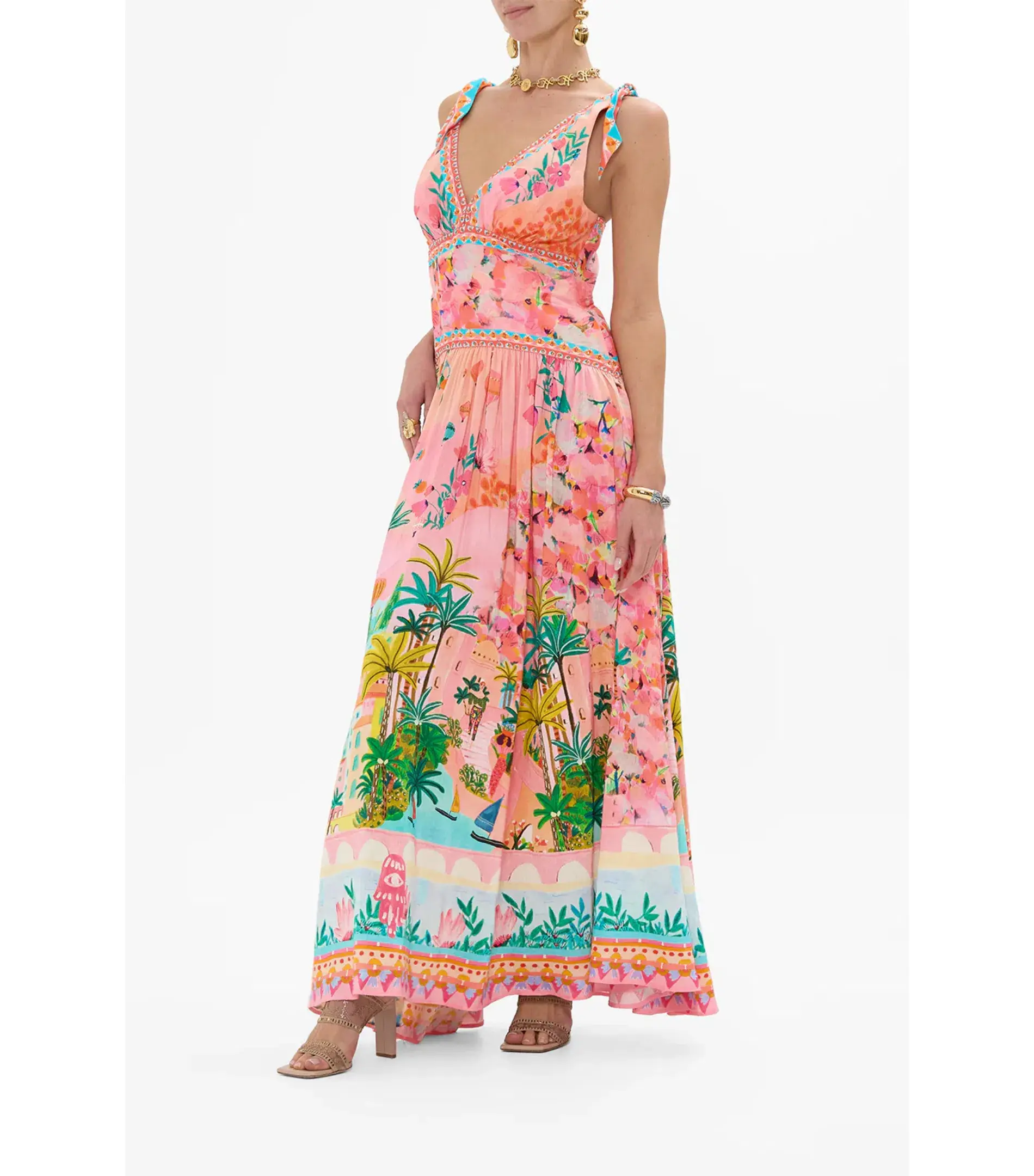 Camilla Tie Shoulder Dress in Sister Sunset Size AU 10 - Image 2