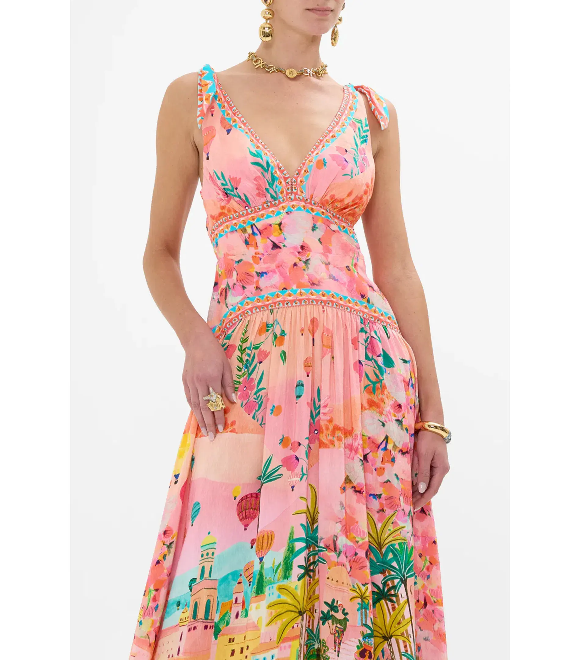 Camilla Tie Shoulder Dress in Sister Sunset Size AU 10 - Image 3