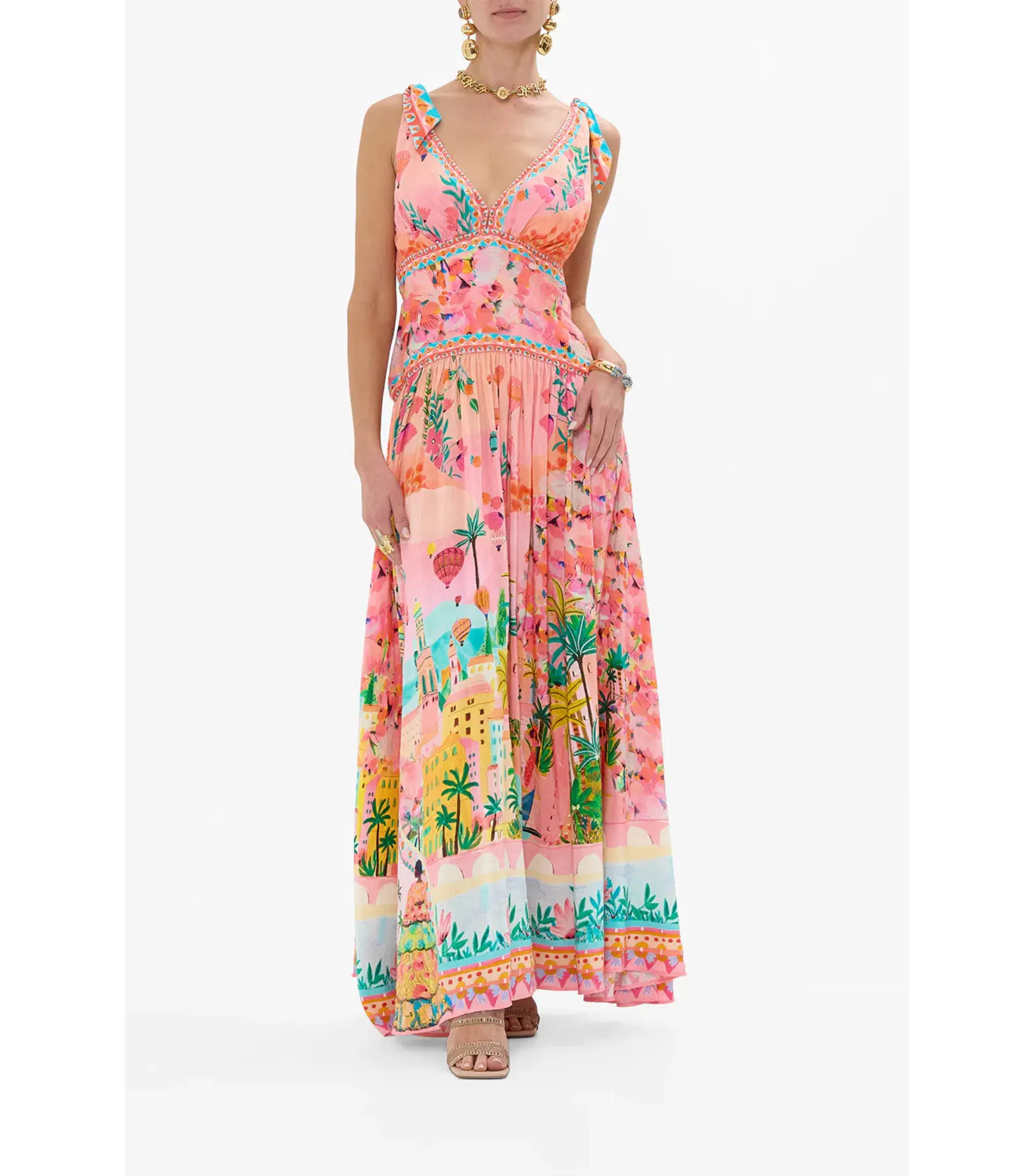 Camilla Tie Shoulder Dress in Sister Sunset Size AU 10 - Image 1