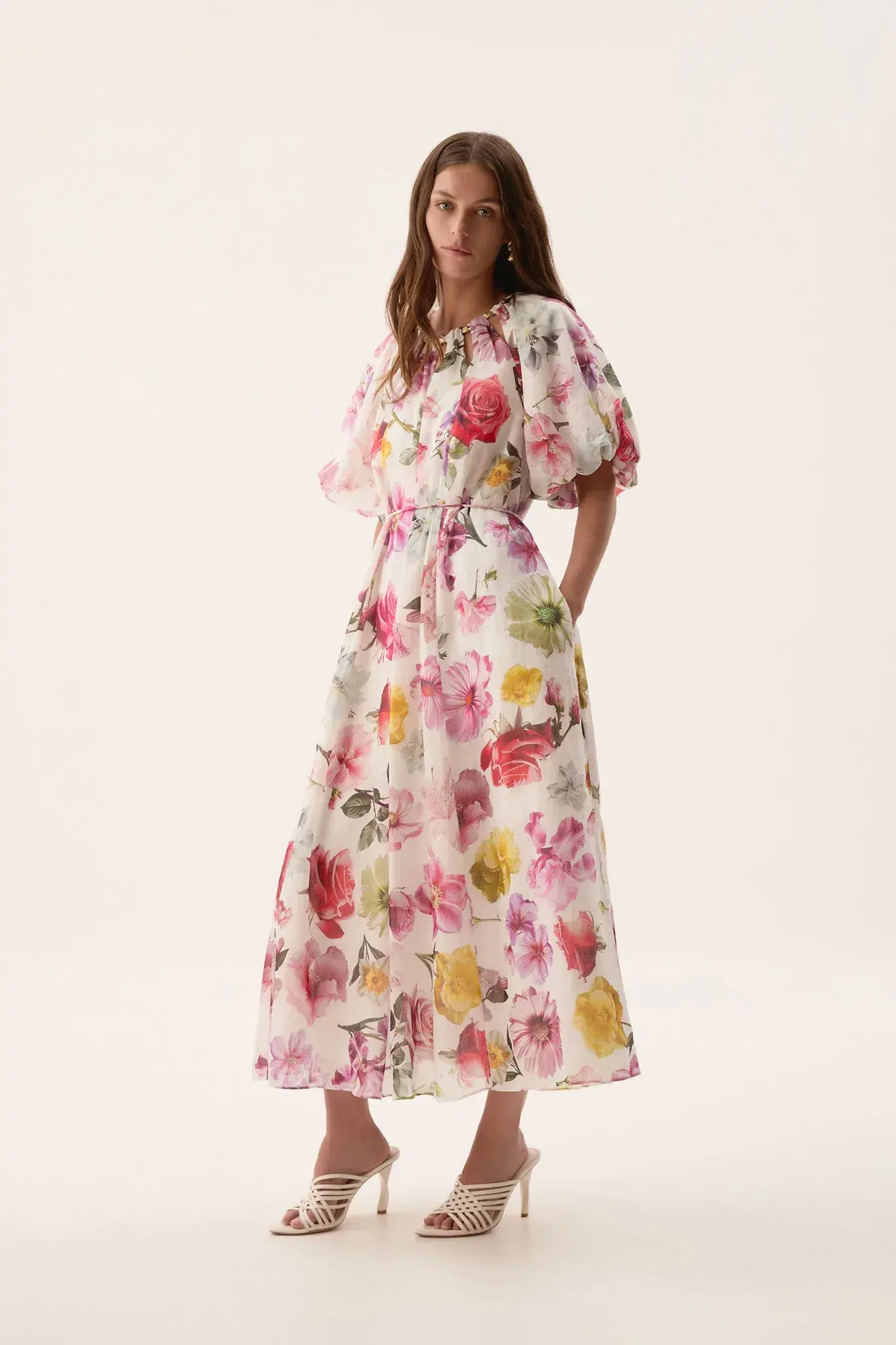 Aje Fleur Midi Dress in Collage Floral Size AU 14 - Image 1