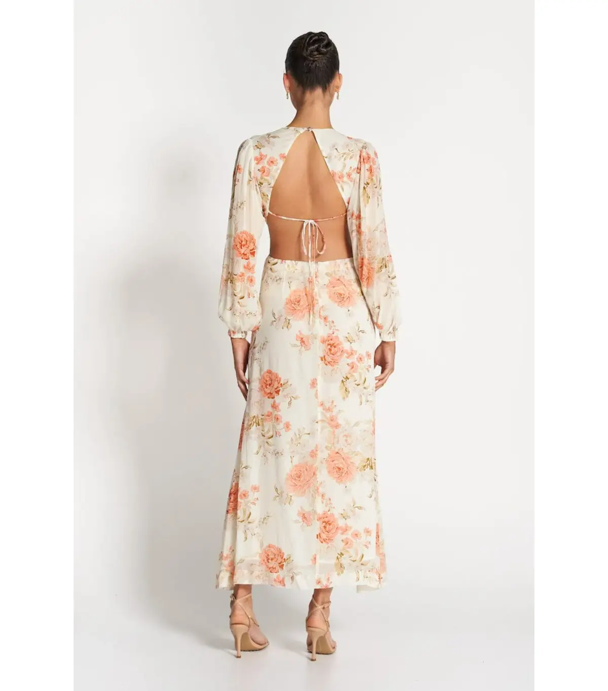 Sofia The Label Sara Open Back Midi Dress Rose White Size AU 8 - Image 3