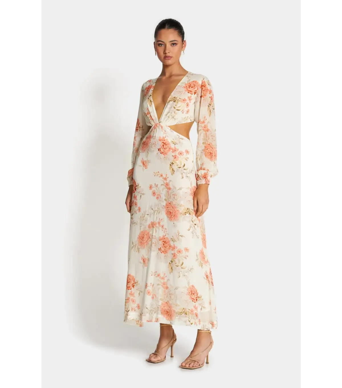 Sofia The Label Sara Open Back Midi Dress Rose White Size AU 8 - Image 1