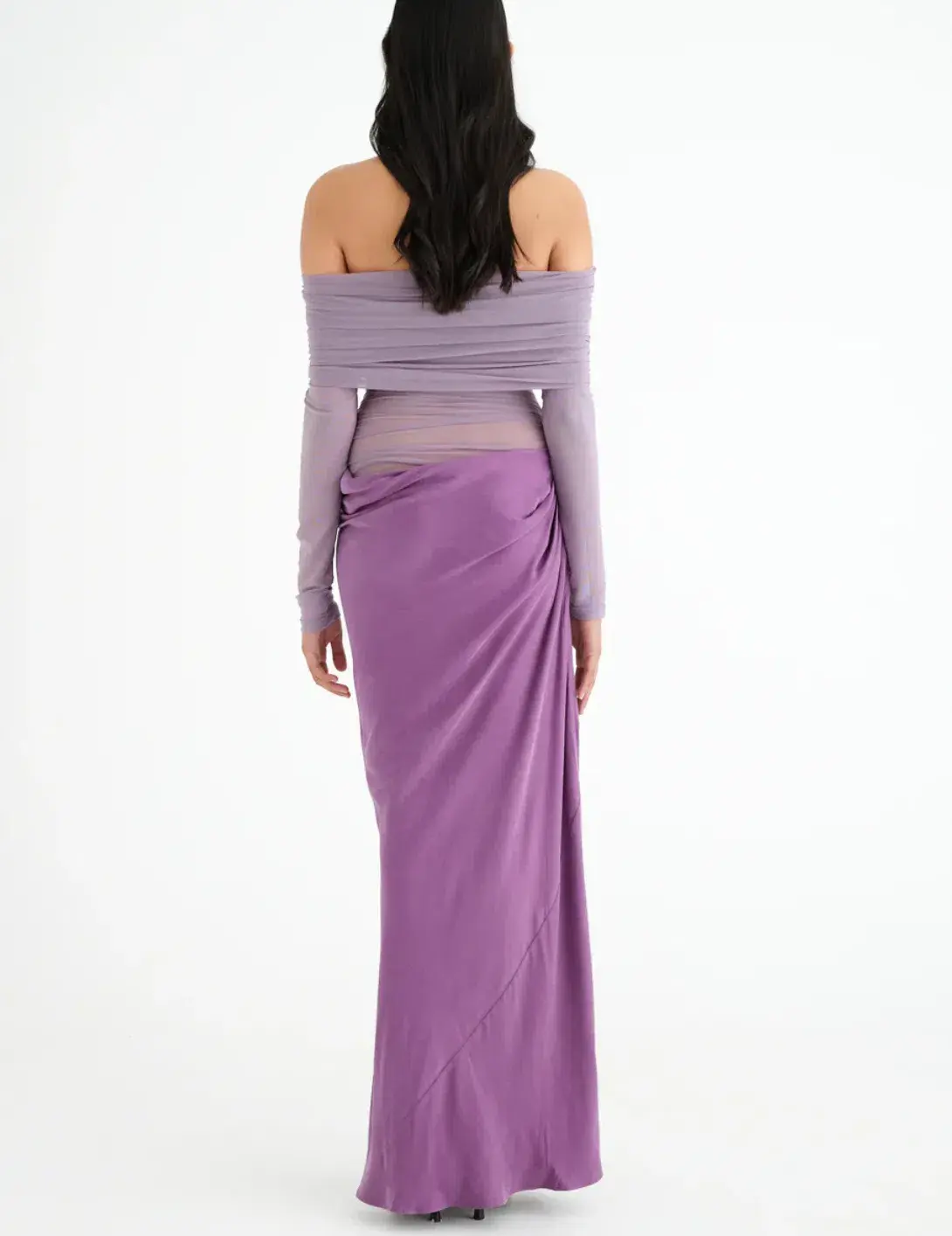 Benni Yasmin Off Shoulder Maxi Dress in Vintage Orchid Purple Size 6 - Image 3