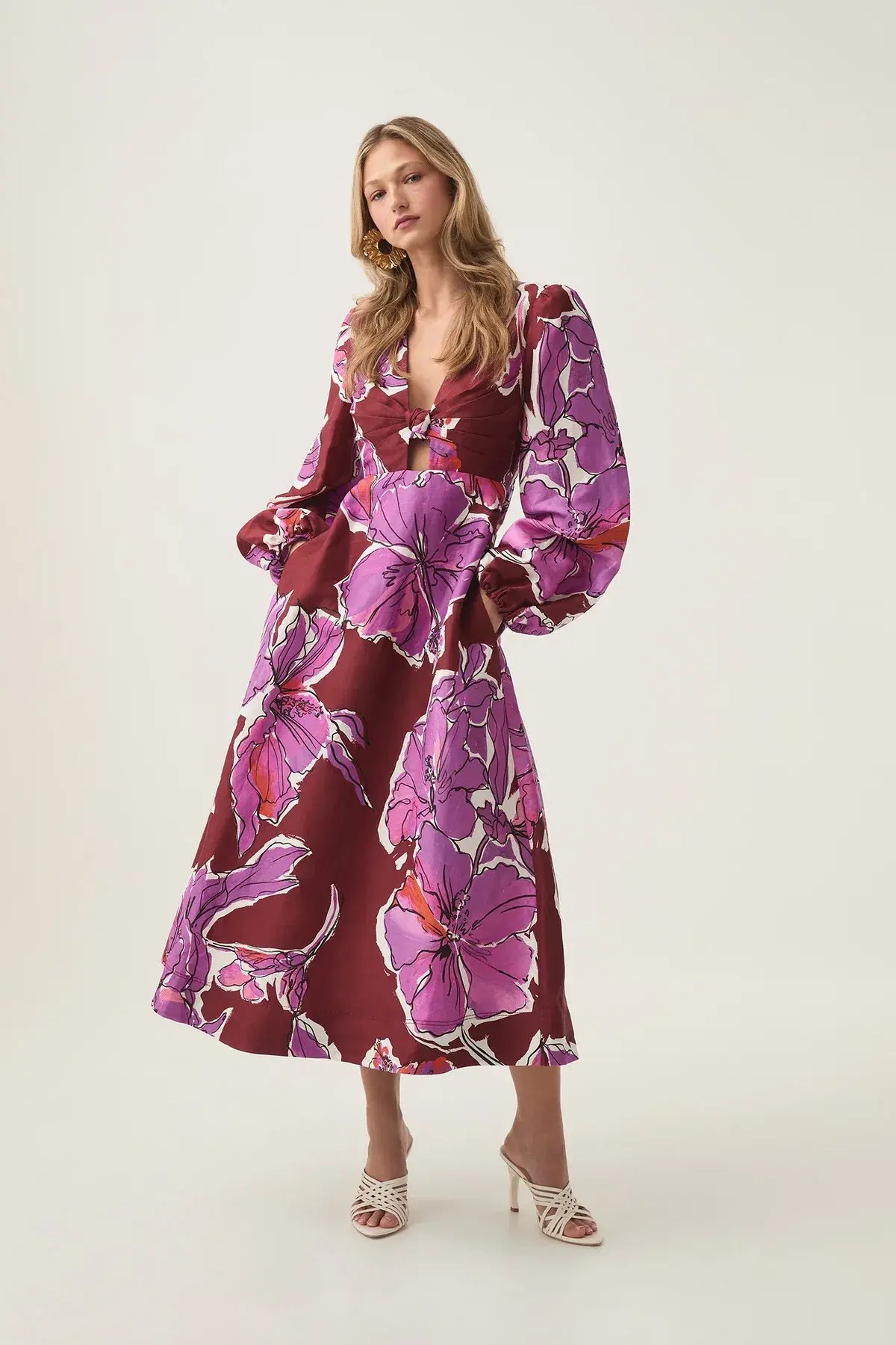 Aje Inflorescence Midi Dress Bold Hibiscus Size 16 - Image 1