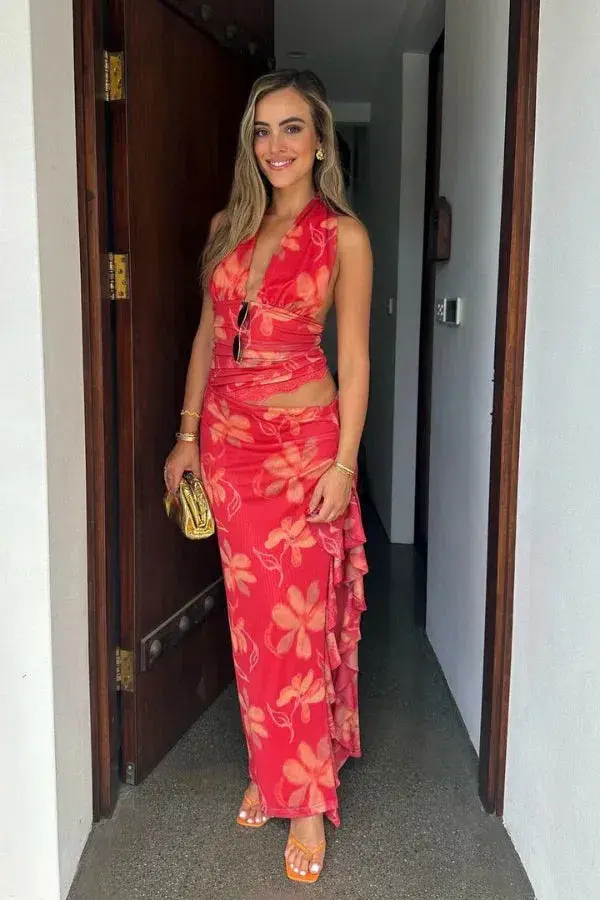 Benni Penelope Maxi Dress in Hibiscus Floral Size 6 - Image 3
