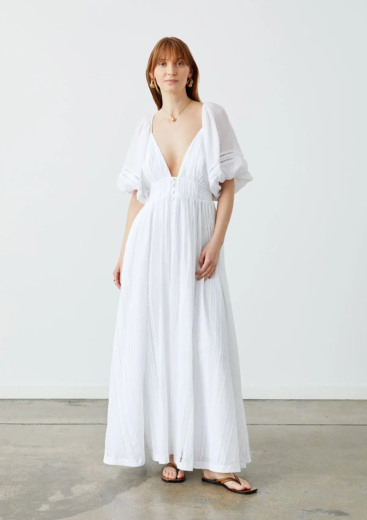 Joslin Studio Julianna Linen Ramie Maxi Dress Optical White Size 8 - Image 1