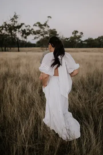 Joslin Studio Julianna Linen Ramie Maxi Dress Optical White Size 8 for rent on The Volte - main image