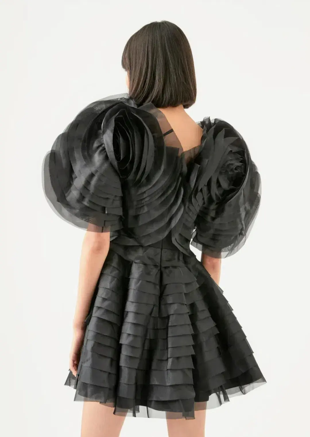 Aje Amour Ruffle Mini Dress Black Size 8 for rent on The Volte - main image