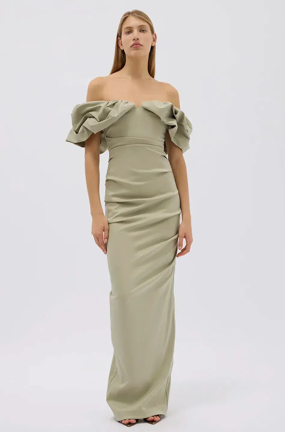 Rachel Gilbert Frey Gown Sage Size 3 / AU 12 for rent on The Volte - main image