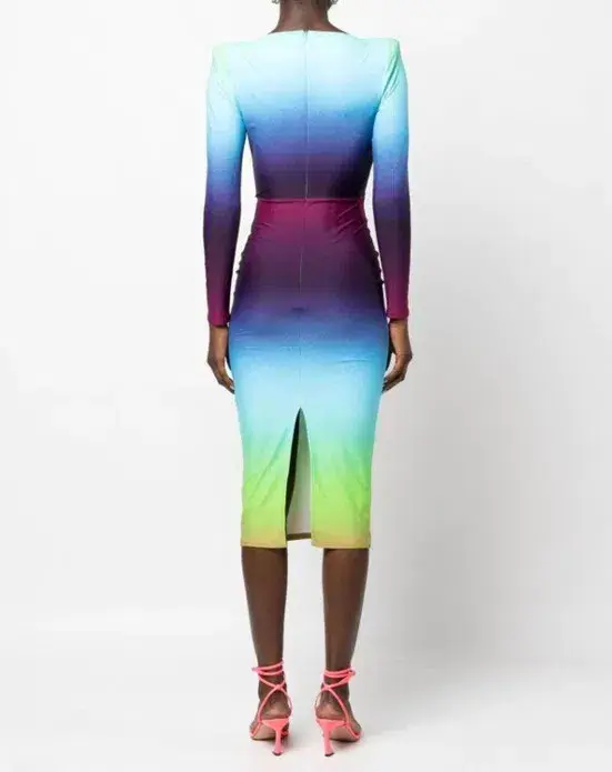 Alex Perry Toryn Ombré Stretch Jersey Midi Dress in Gradient Size 6 - Image 3