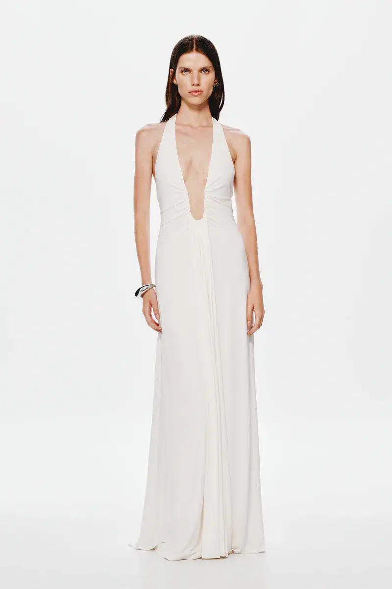 MISHA Jennifer Cupro Maxi Dress Ivory Size 4/XXS for rent on The Volte - main image