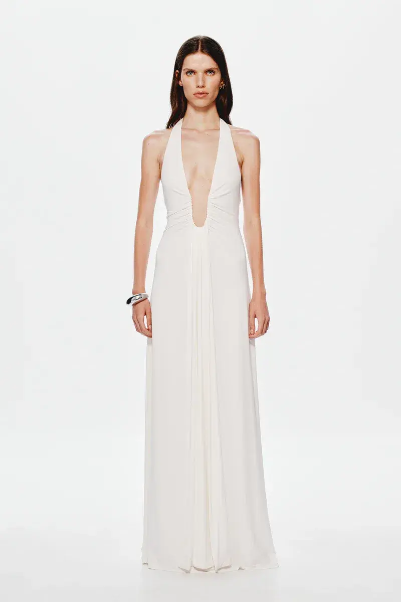 MISHA Jennifer Cupro Maxi Dress Ivory Size 4/XXS - Image 4