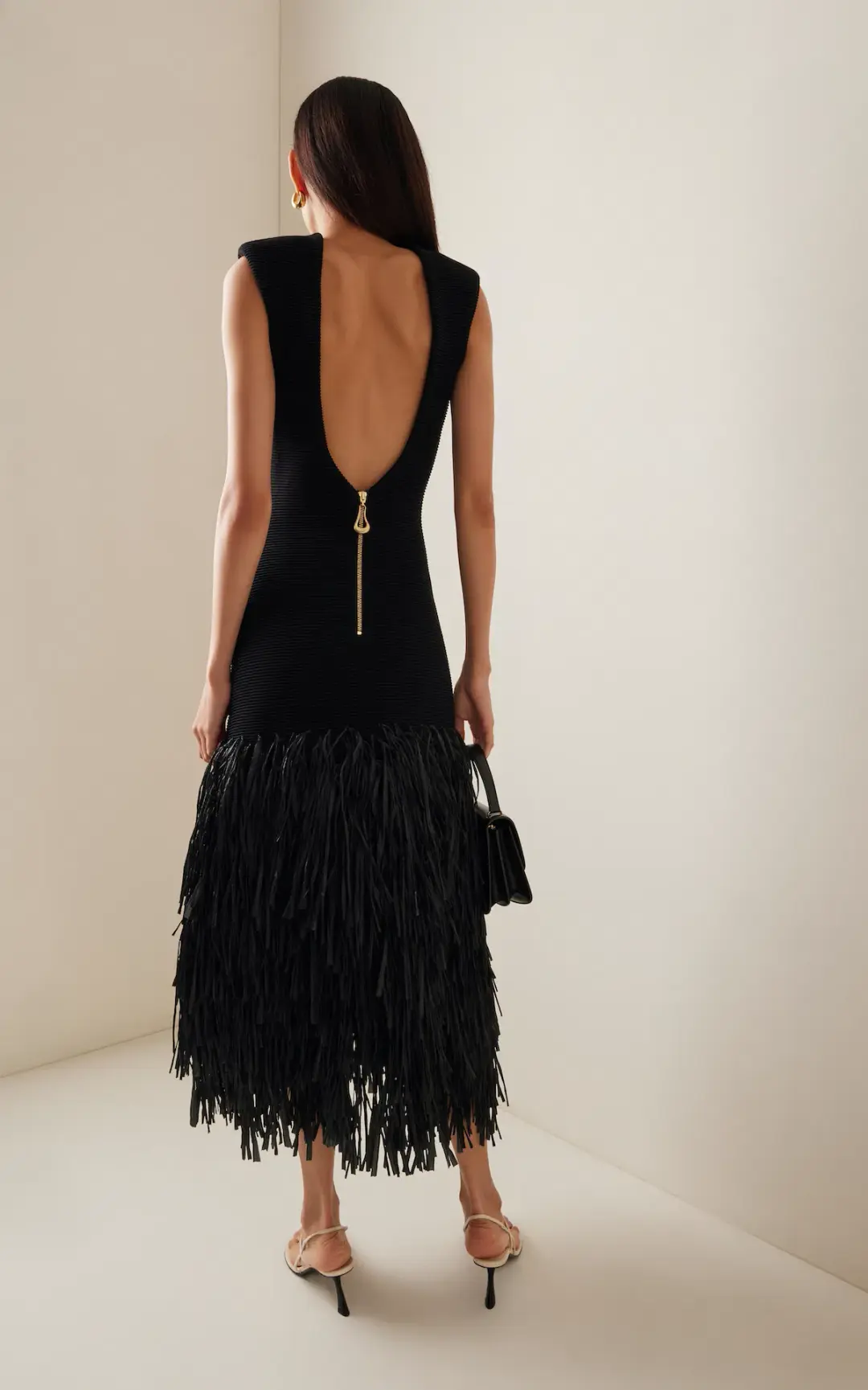 Aje Rushes Raffia Maxi Dress Black Size 6 for rent on The Volte - main image