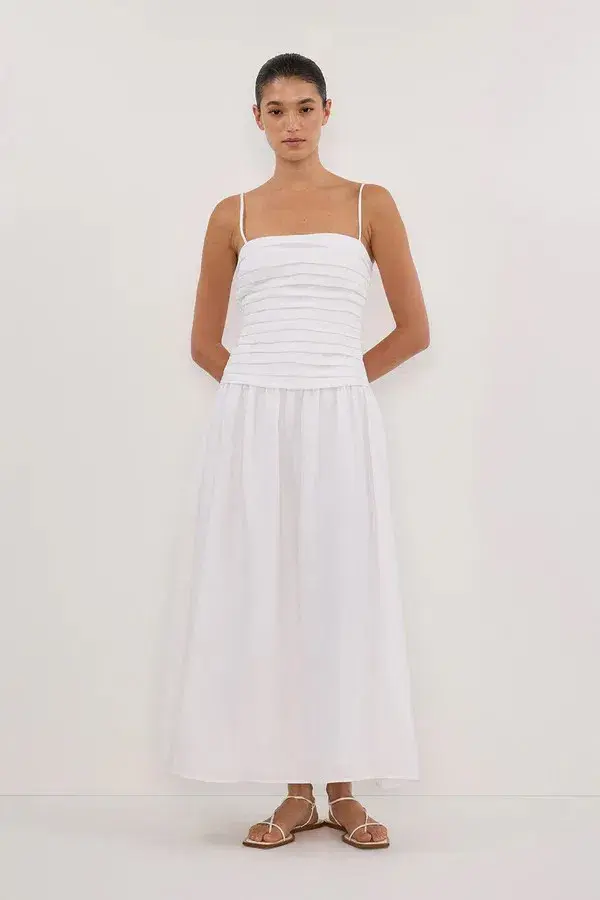 Dissh Reece Linen Midi Dress White Size 12 for rent on The Volte - main image