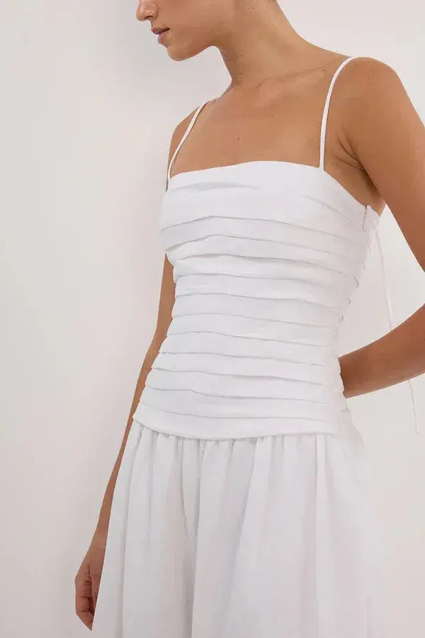 Dissh Reece Linen Midi Dress White Size 12 - Image 2