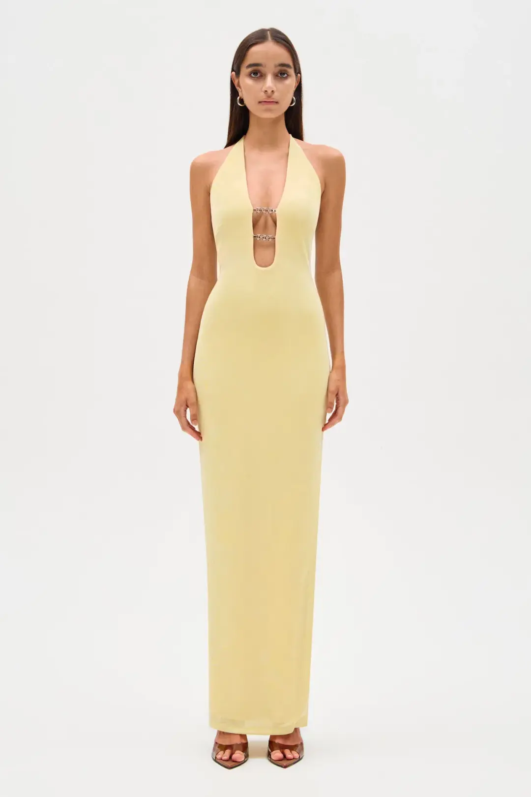 Misha Yesenia Jersey Maxi Dress Pastel Yellow Size 6 for rent on The Volte - main image