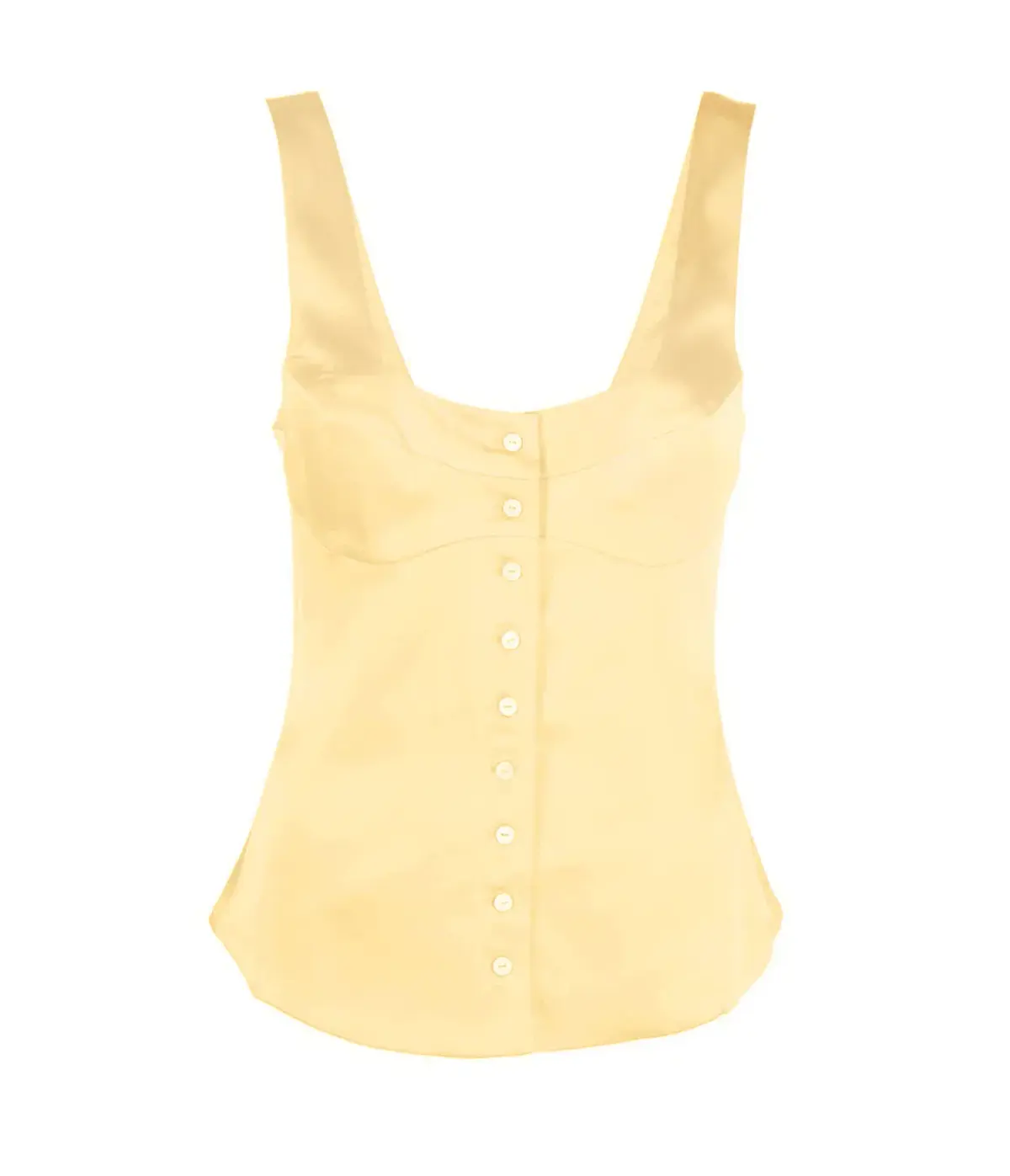 Maison Essentiele Button Down Vest Size XS and Straight Leg Pant Size S Set in Pale Yellow - Image 4