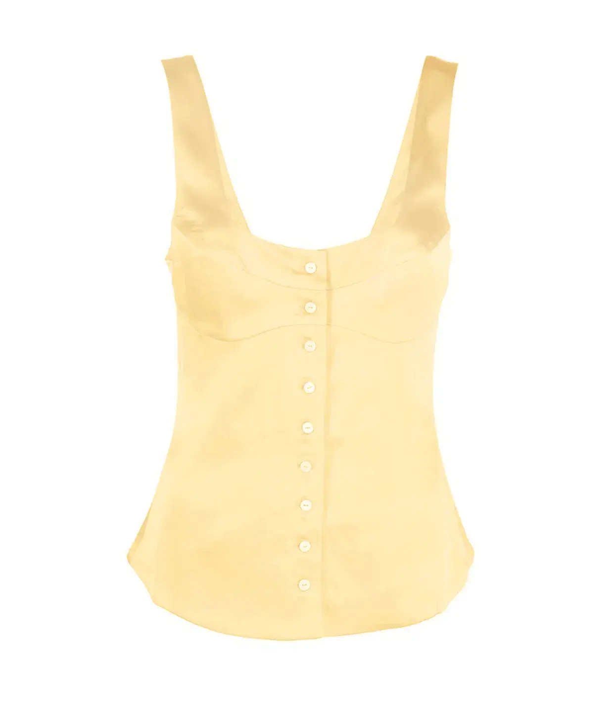 Maison Essentiele Button Down Vest Size XS and Straight Leg Pant Size S Set in Pale Yellow - Image 4