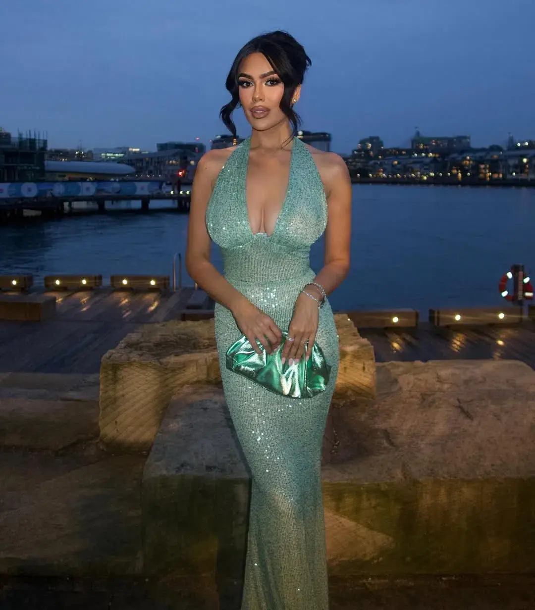 Maelle Paris Shimmer Maxi Gown Emerald Size S / AU 8 - Image 3