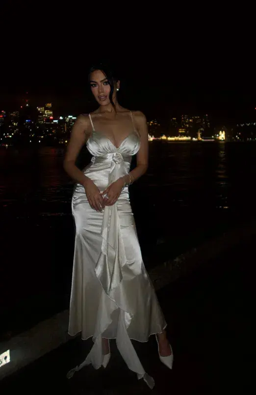 Maelle Paris Champagne Floral Twist Dress Cream Size Small / AU 8 - Image 5