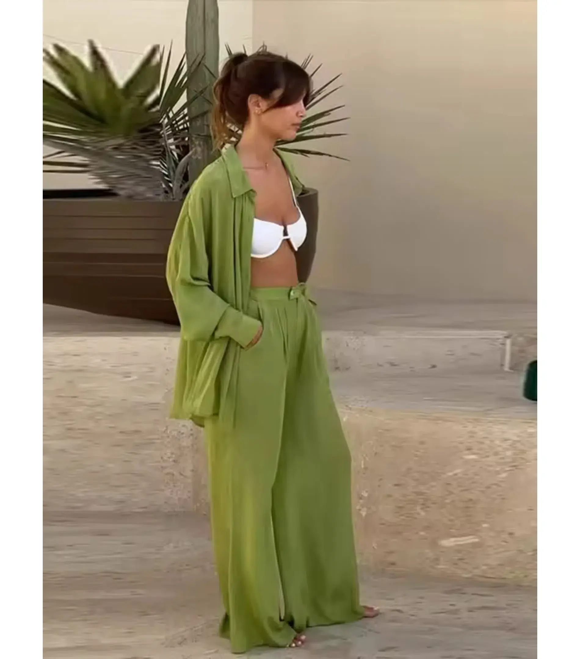 Posse The Label Frankie Top Size AU XS and Pant Size AU 10 Set Green - Image 2