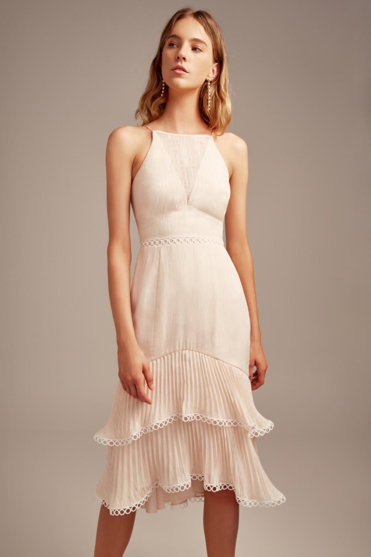 KEEPSAKE Too Close Midi Dress - Peach Nude - Image 1