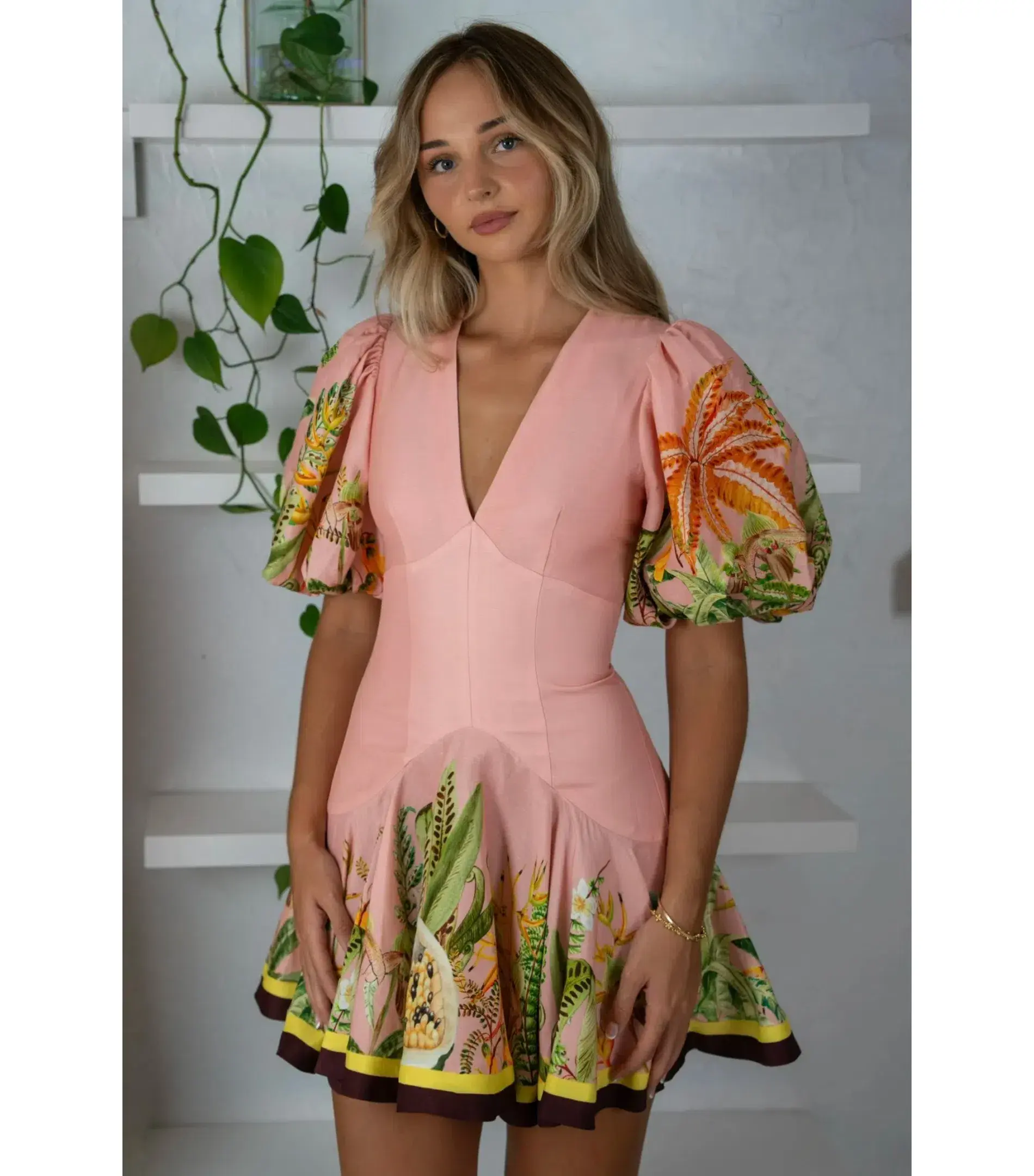 Alemais Papaya Mini Dress Pink Size AU 16 - Image 3