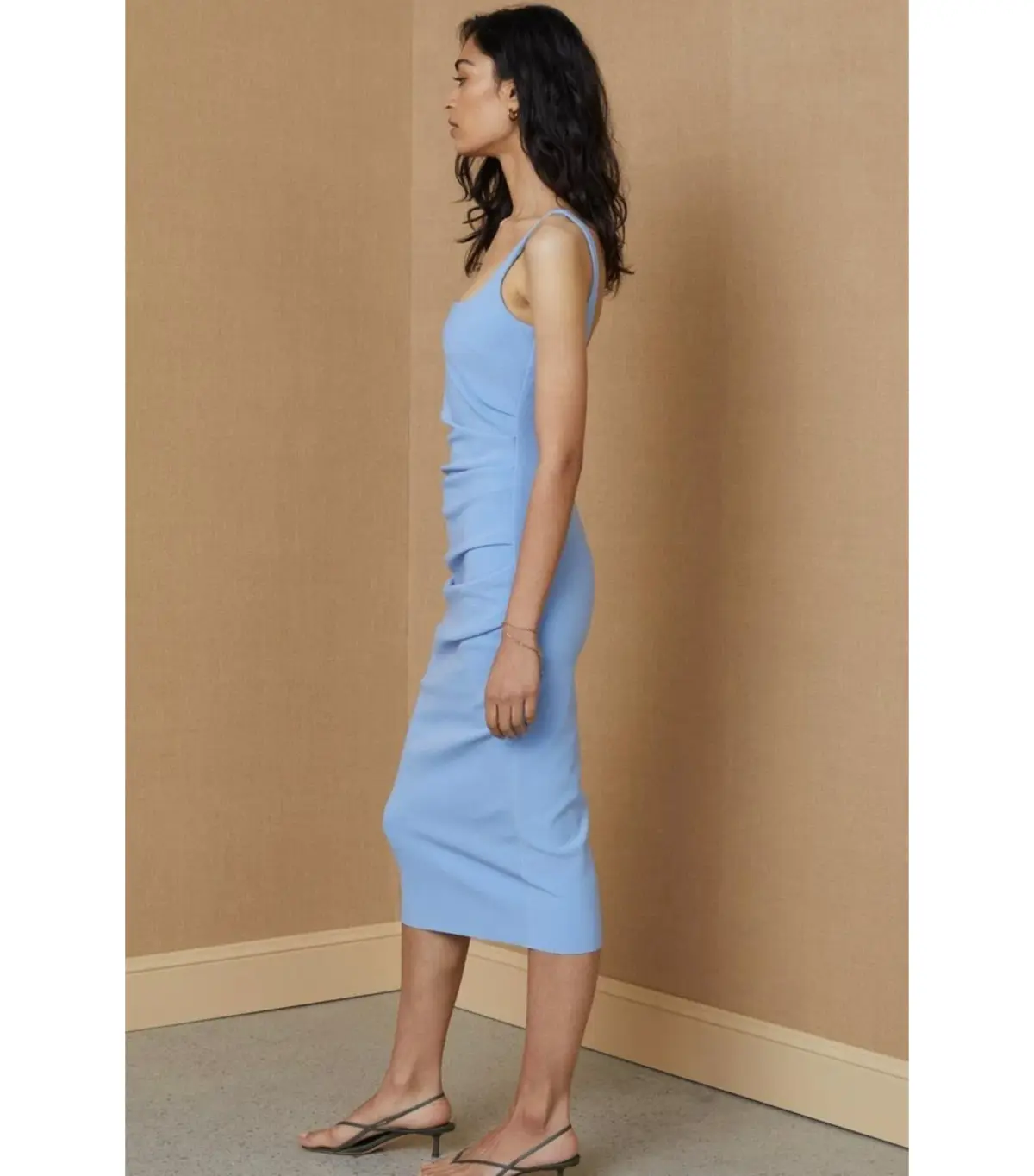 Bec & Bridge Hana Tuck Midi Dress in Sky Blue Size AU 6 - Image 3
