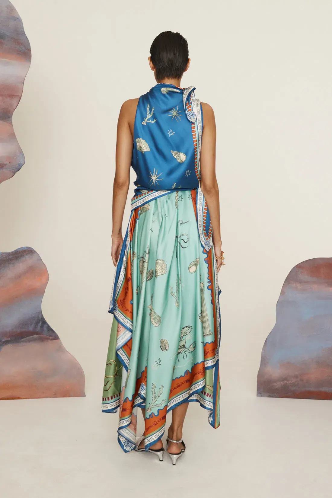 Alemais Surrealist Summer Scarf Midi Dress Multi Size AU 10 - Image 3