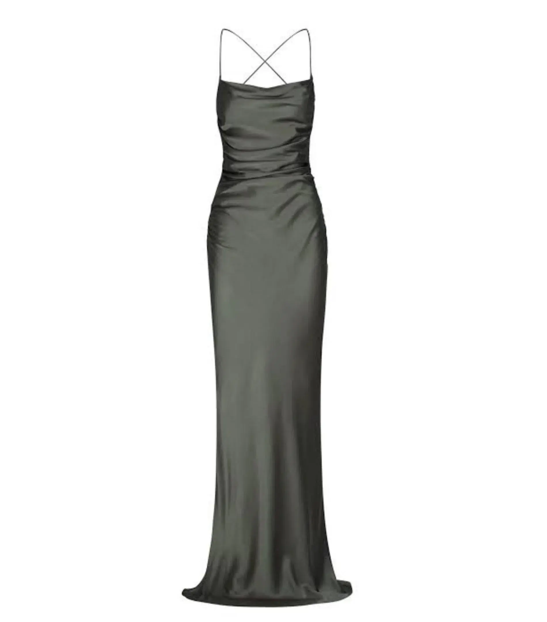 Shona Joy La Lune Lace Back Maxi Dress Olive Size AU 8 - Image 4