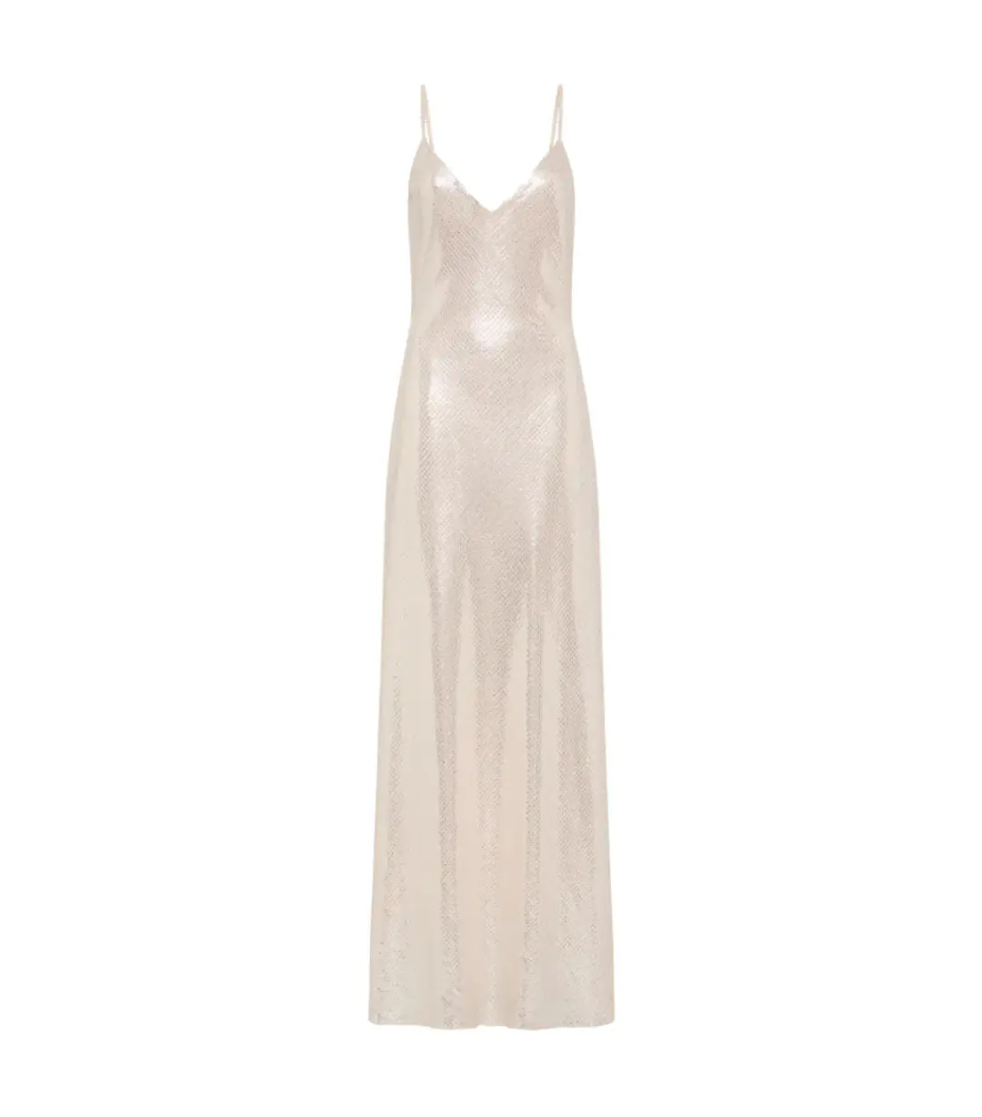 Manning Cartell High Voltage Slip Dress Nude Silver Size AU 8  for rent on The Volte - main image