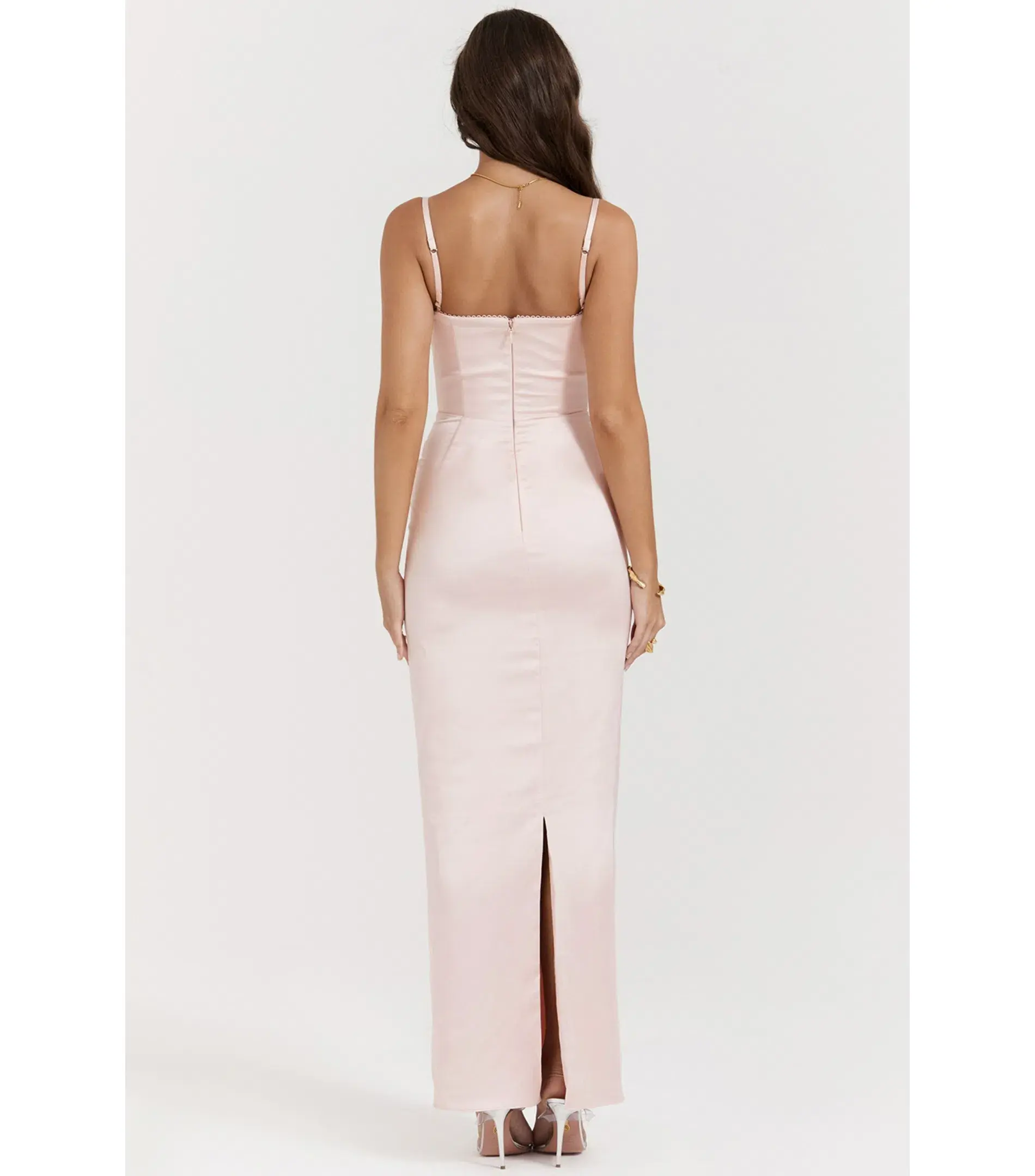 House Of CB Stefania Corset Maxi Dress Soft Peach Size AU 10 - Image 3