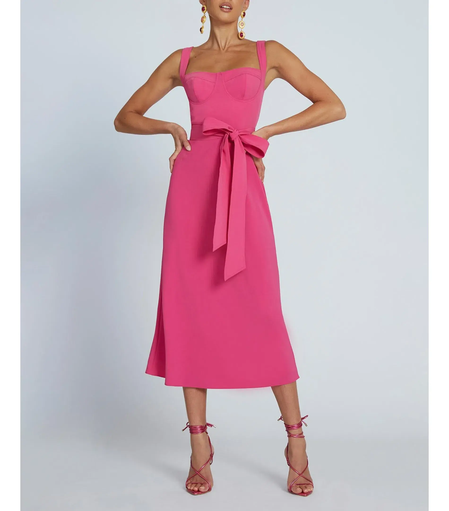 By Johnny Ora Bust Midi Dress Pink Size AU 8  - Image 1