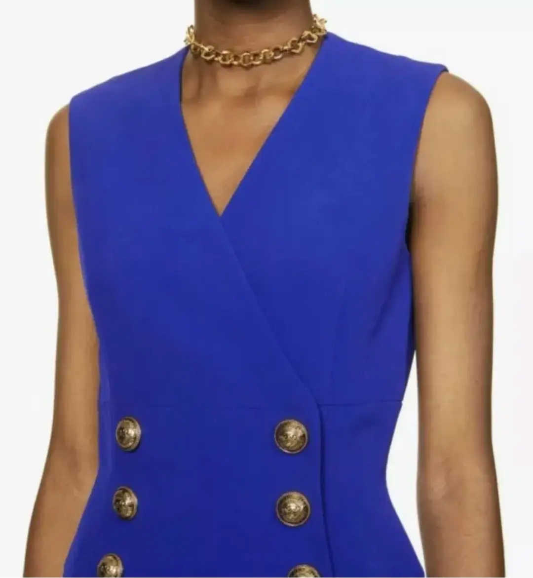 Balmain Double Breasted Midi Wrap Dress Size 12/L for rent on The Volte - main image