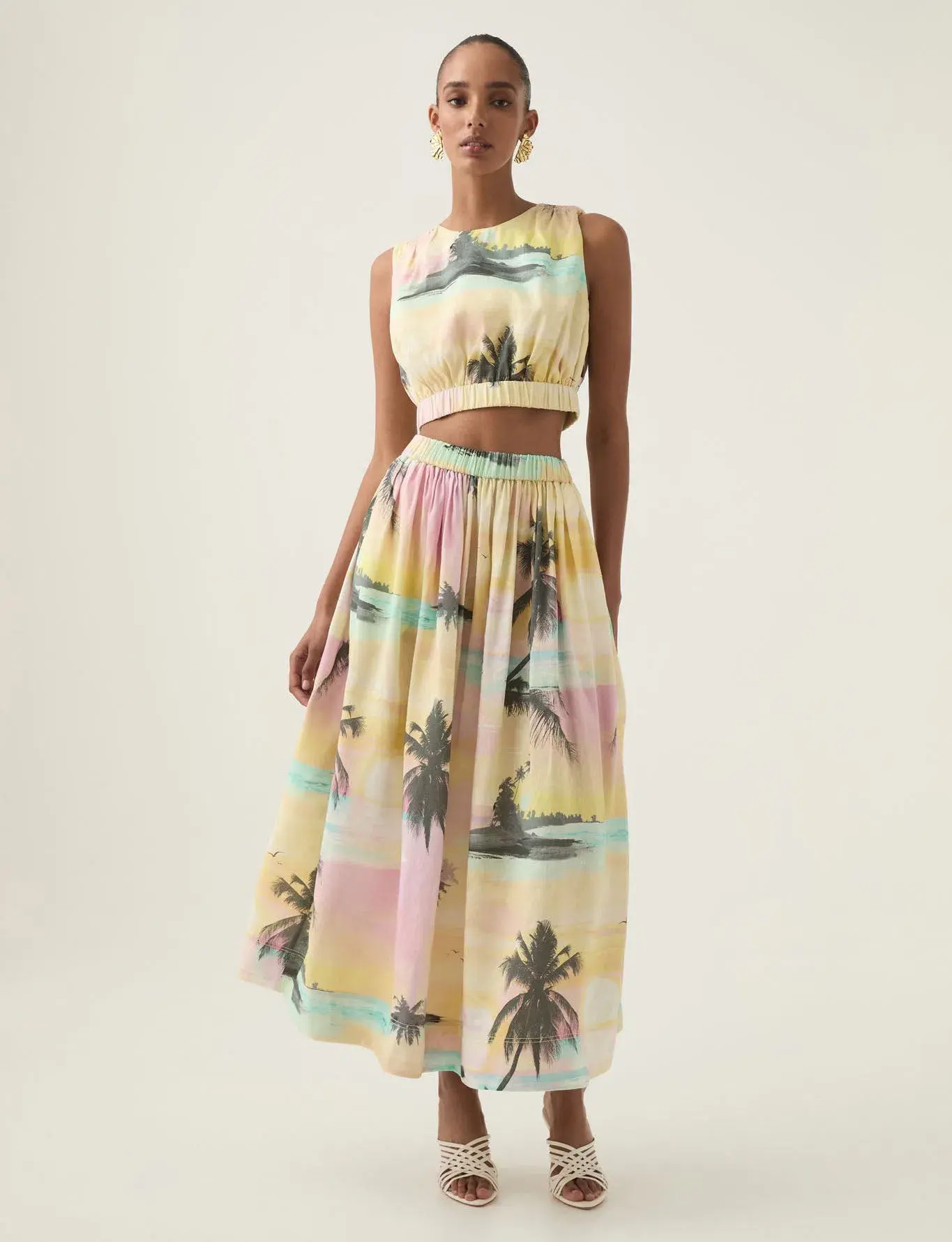 Aje Nicolette Elasticated Top Size 14 and Maxi Skirt Size 10 Set Sunset Sky - Image 1