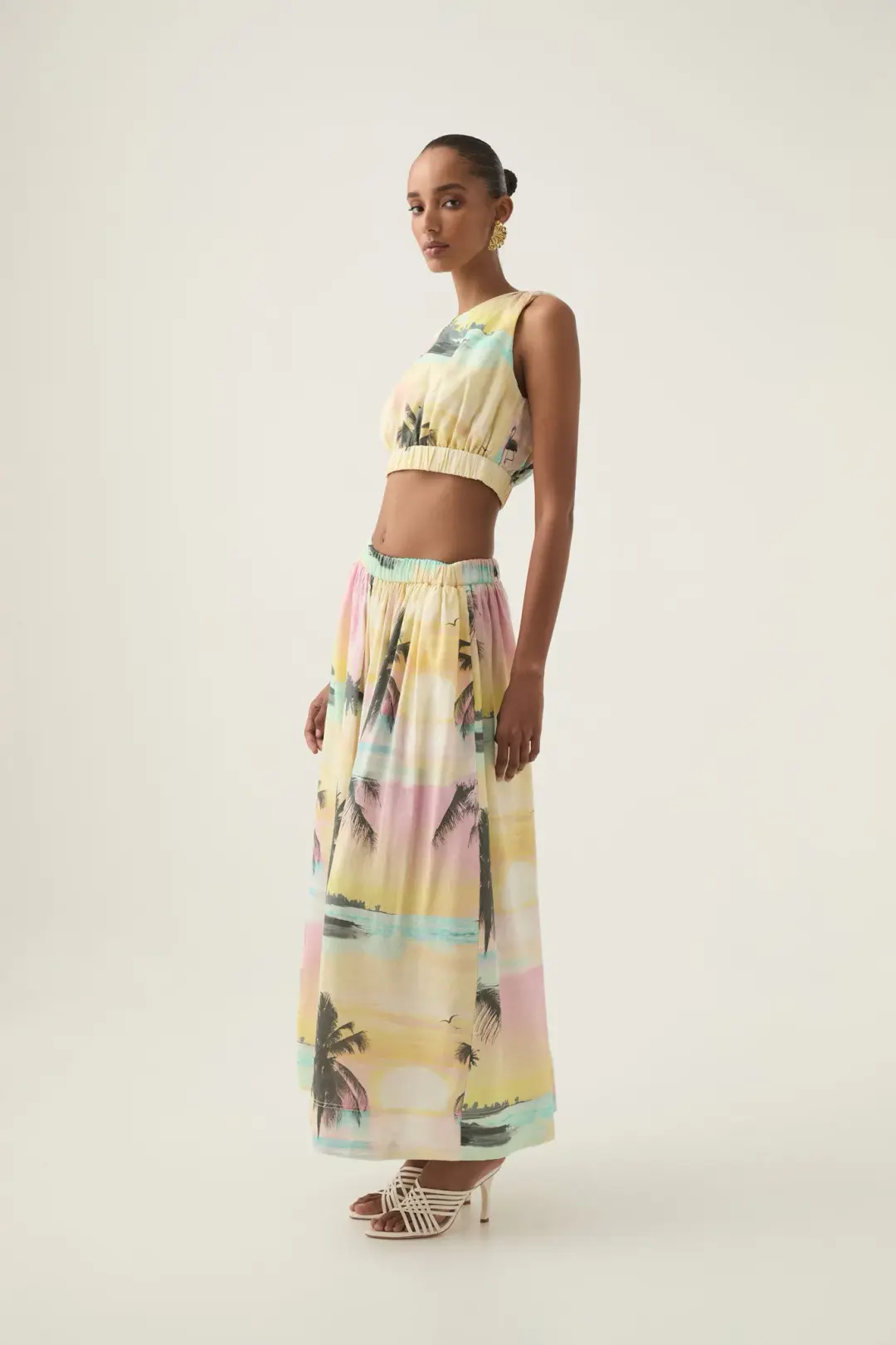 Aje Nicolette Elasticated Top Size 14 and Maxi Skirt Size 10 Set Sunset Sky for rent on The Volte - main image