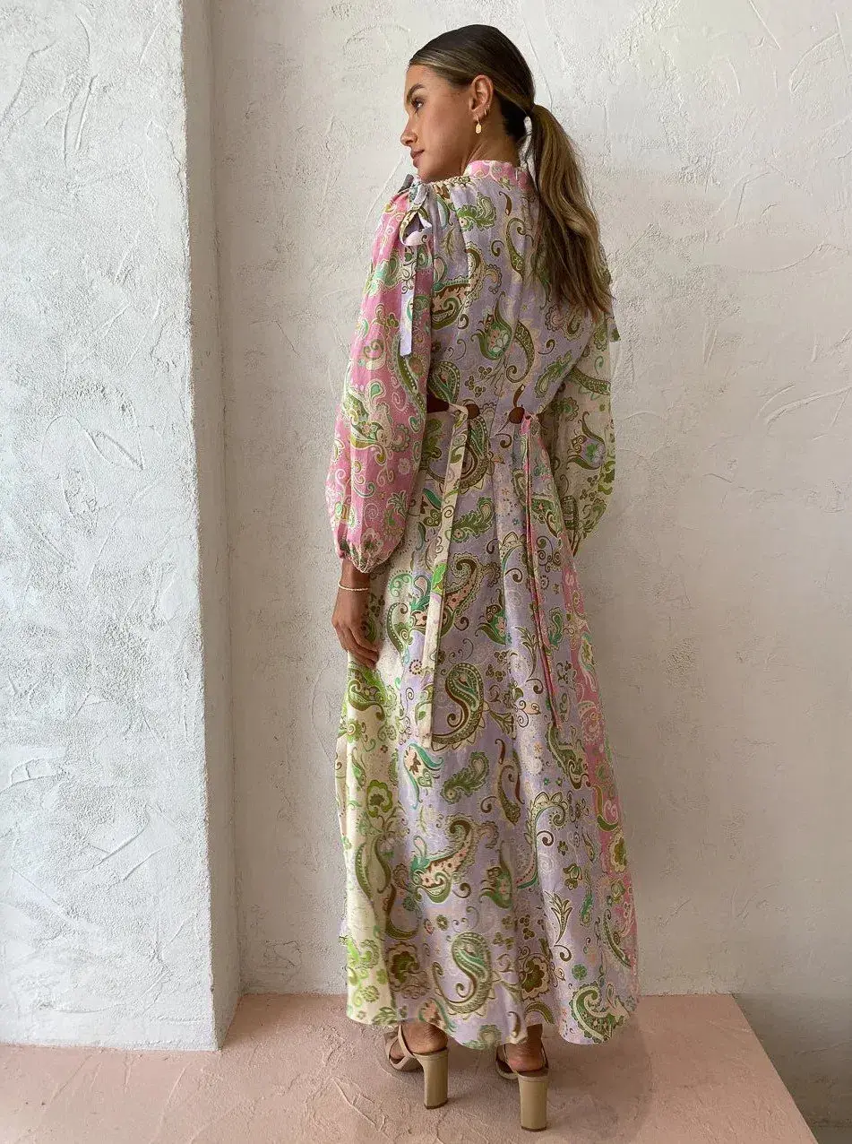 Alemais Marta Cut Out Midi Dress Paisley Print Size 4 - Image 3