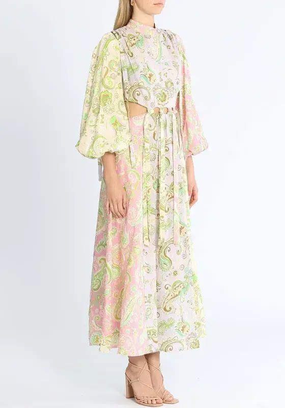 Alemais Marta Cut Out Midi Dress Paisley Print Size 4 - Image 6