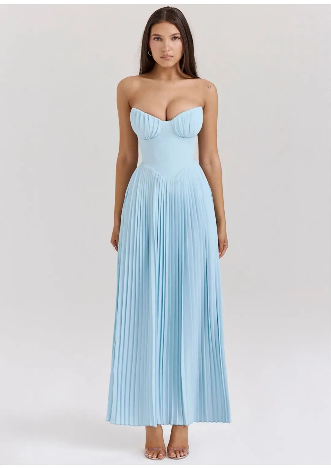 House of CB Marcella Pleated Maxi Dress Ocean Blue Size M / AU 10 for rent on The Volte - main image