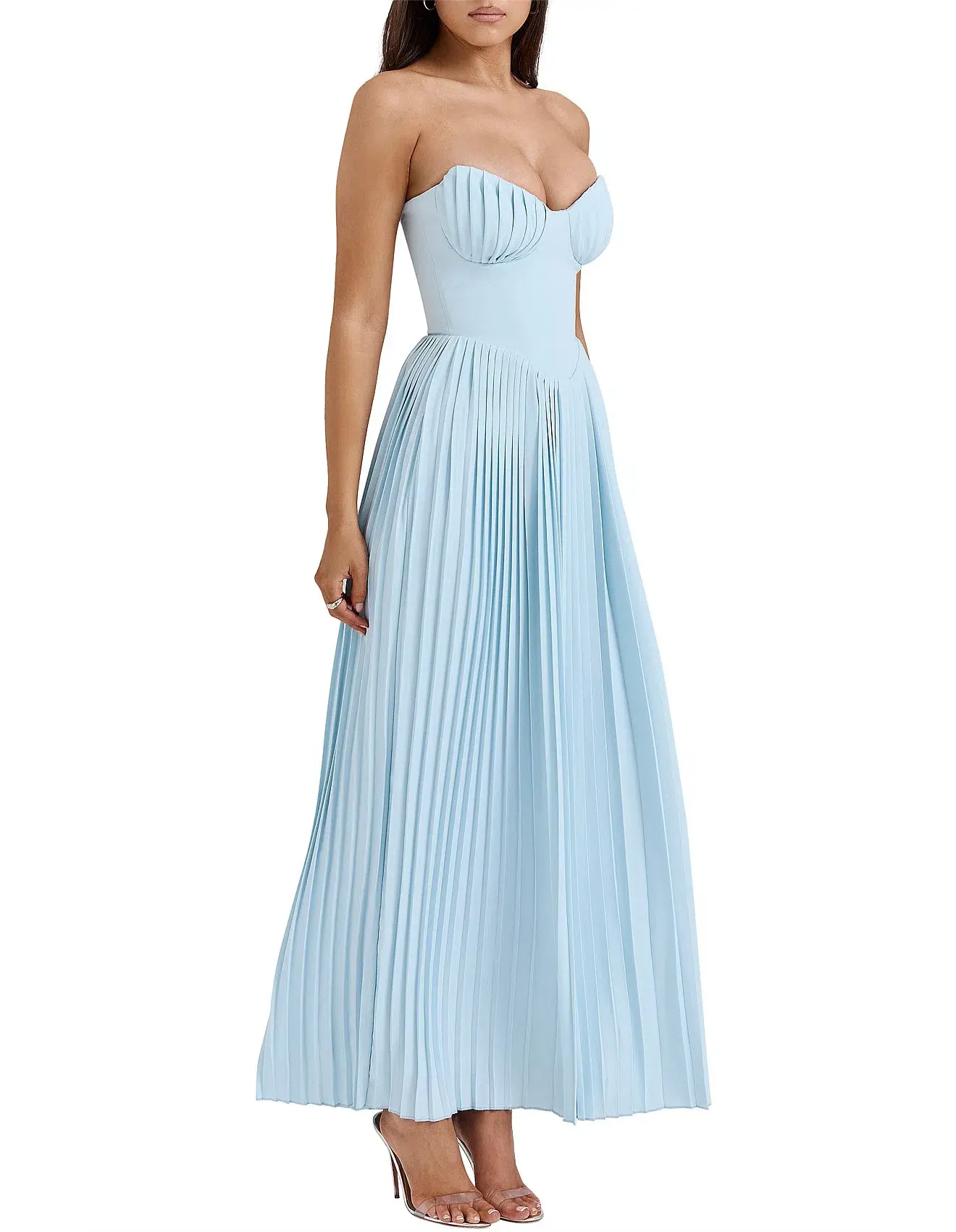 House of CB Marcella Pleated Maxi Dress Ocean Blue Size M / AU 10 - Image 2